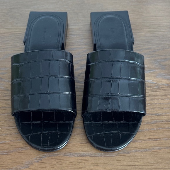 Balenciaga Shoes - New Balenciaga Black Croc Box Mule Sandals